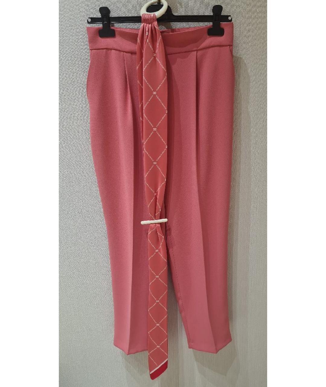 ELISABETTA FRANCHI Розовые полиэстеровые брюки узкие, фото 6