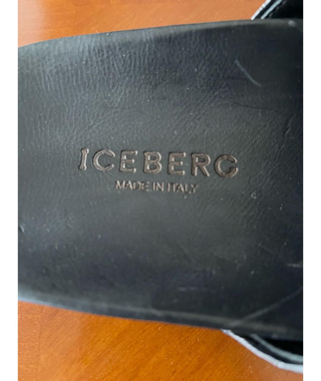 ICEBERG Черные кожаные шлепанцы, фото 3