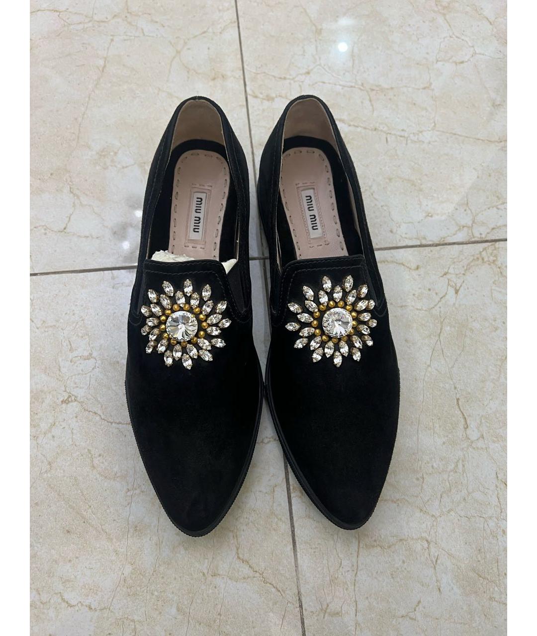 MIU MIU Черные замшевые лоферы, фото 2