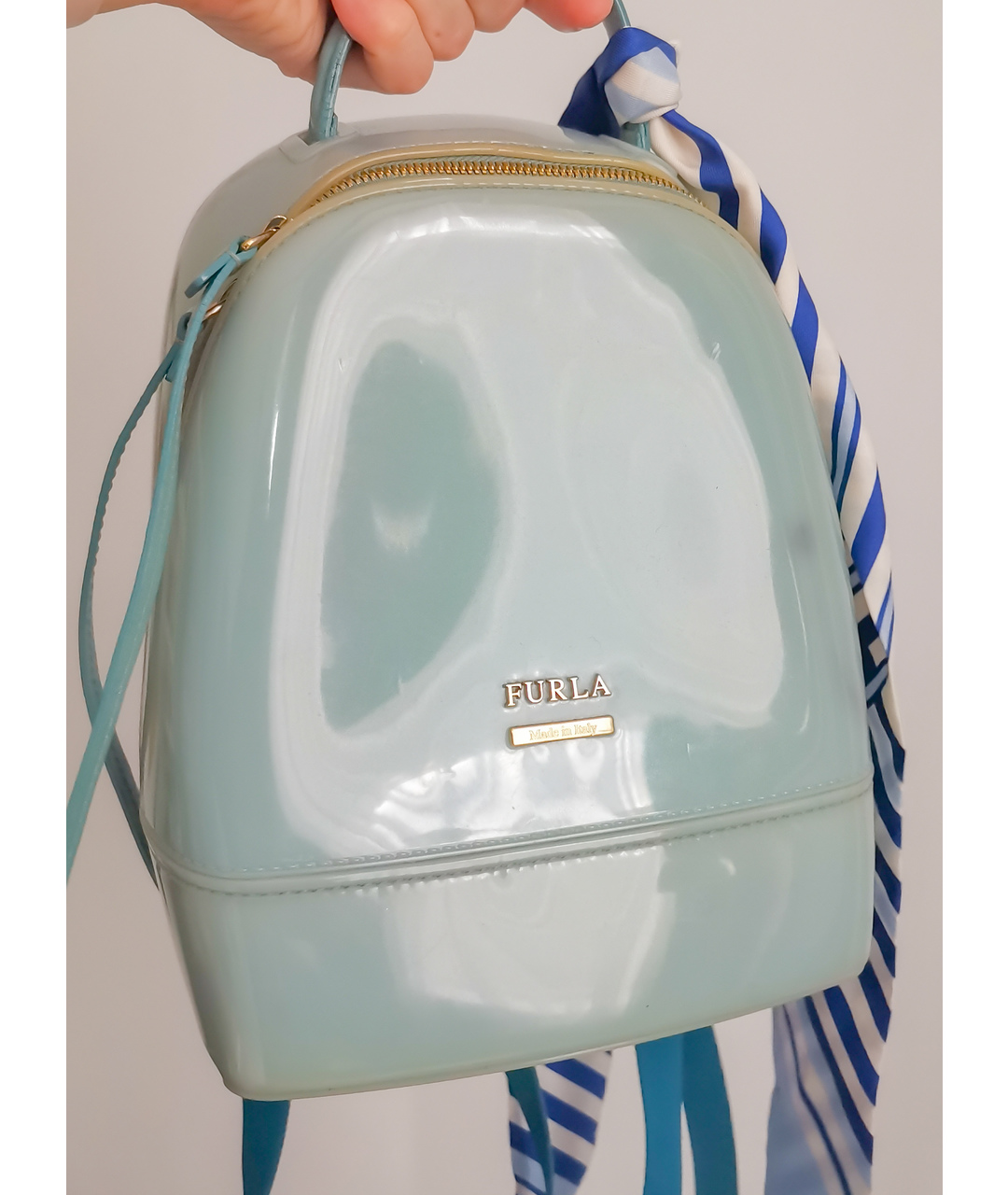 FURLA Голубой синтетический рюкзак, фото 2