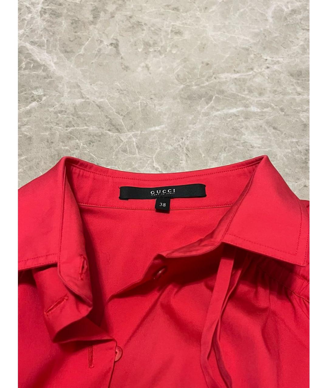 GUCCI Красная хлопко-эластановая рубашка, фото 6