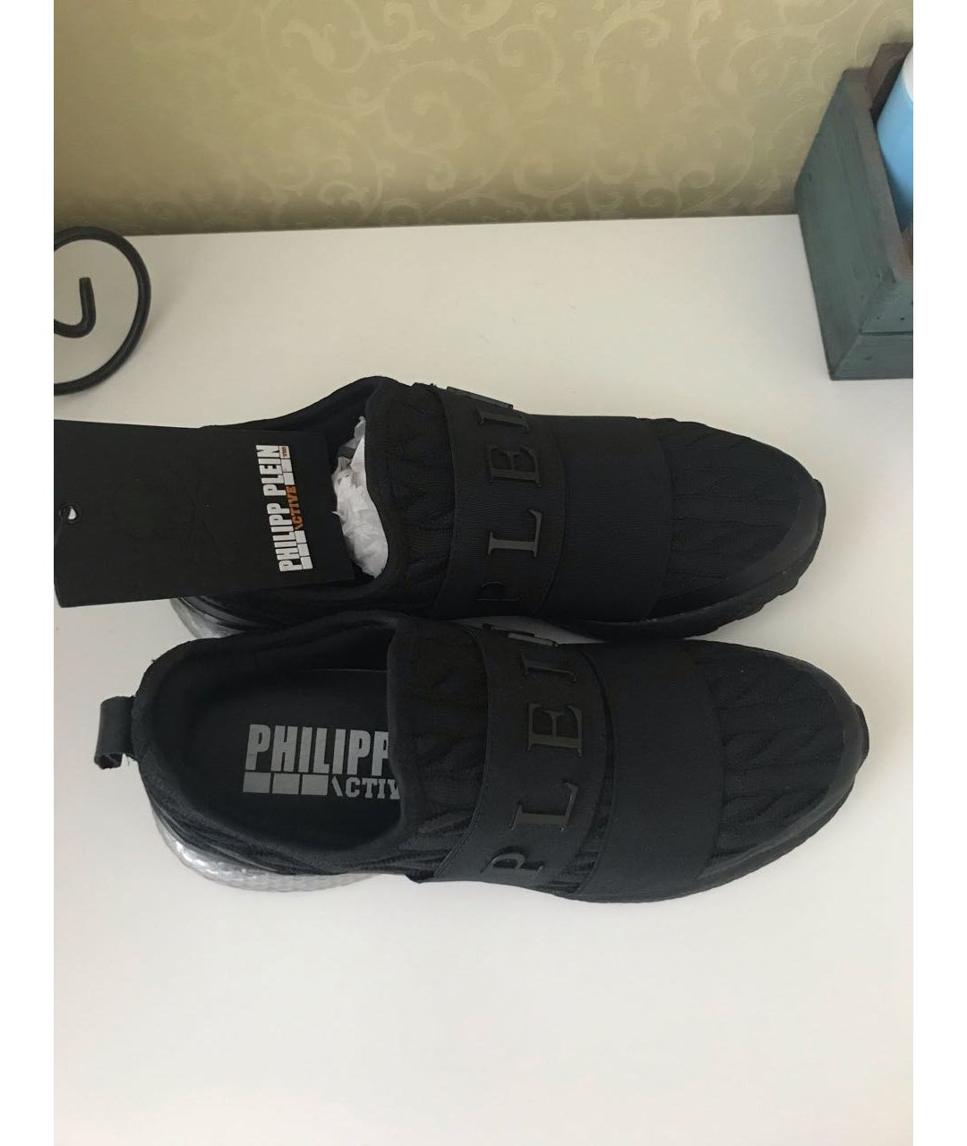 PHILIPP PLEIN Черные текстильные низкие кроссовки / кеды, фото 4