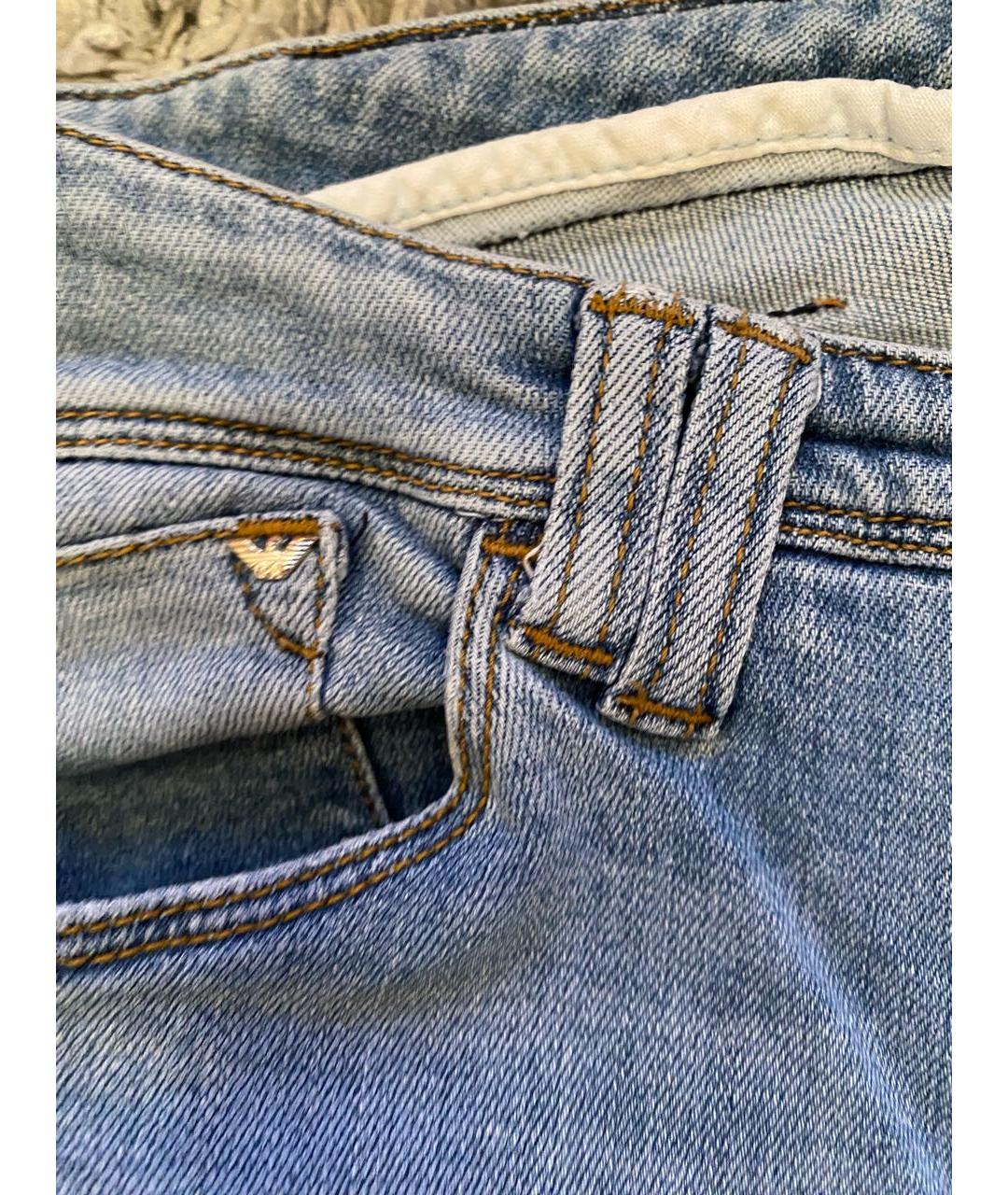 ARMANI JEANS Голубые хлопко-эластановые джинсы слим, фото 4