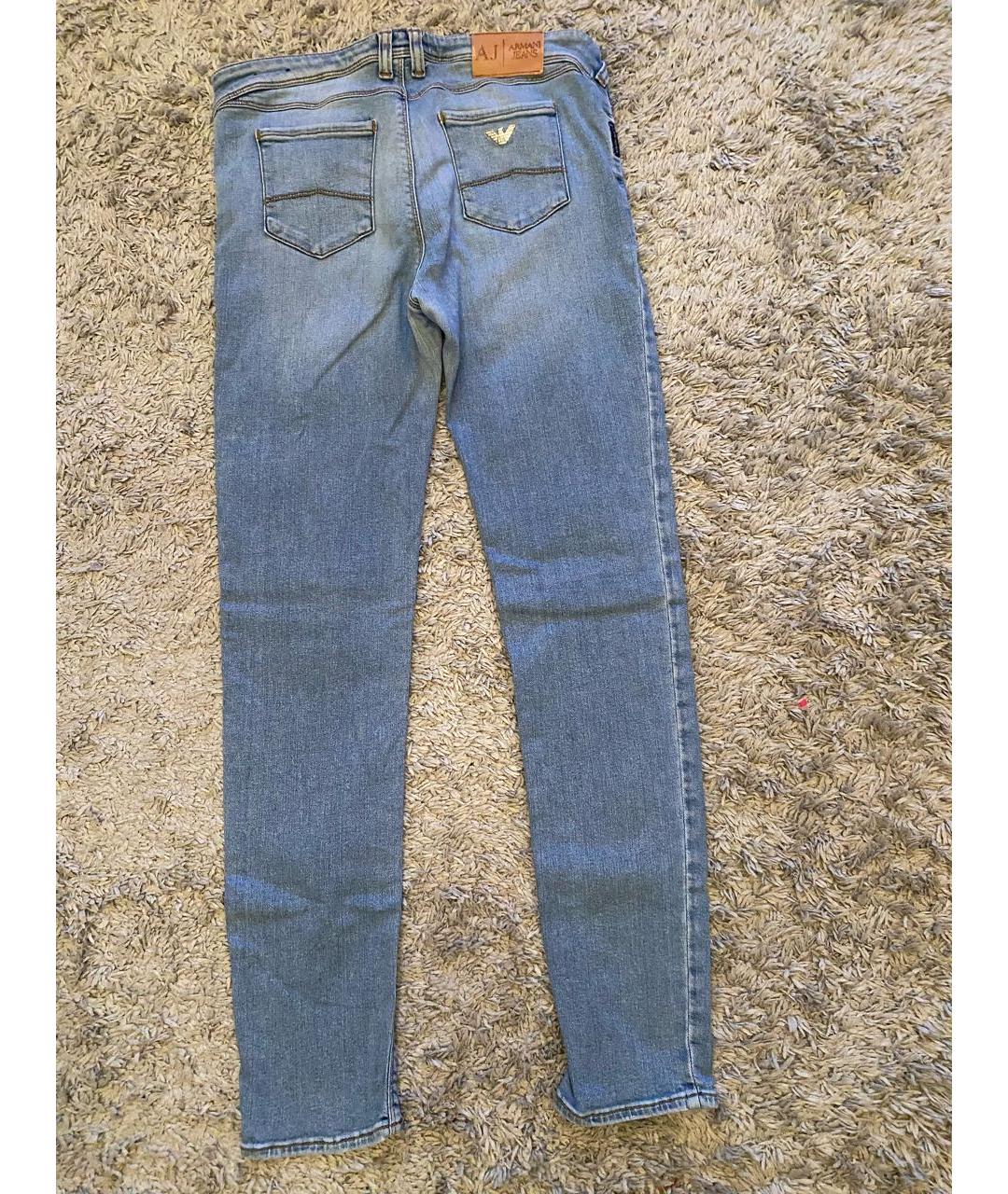 ARMANI JEANS Голубые хлопко-эластановые джинсы слим, фото 2