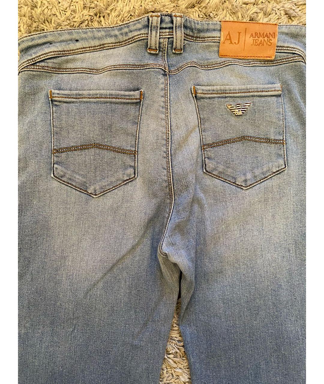 ARMANI JEANS Голубые хлопко-эластановые джинсы слим, фото 5