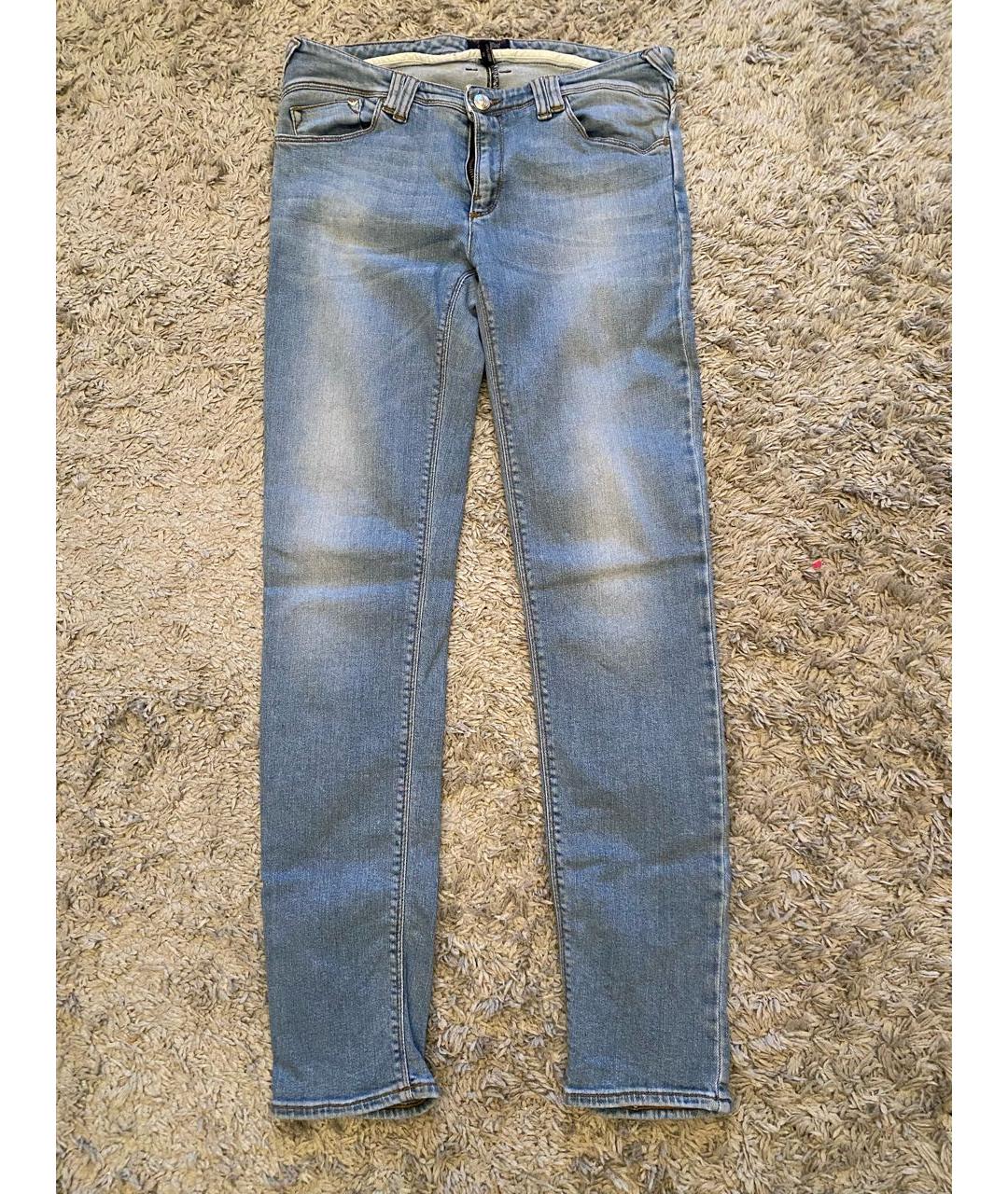 ARMANI JEANS Голубые хлопко-эластановые джинсы слим, фото 8