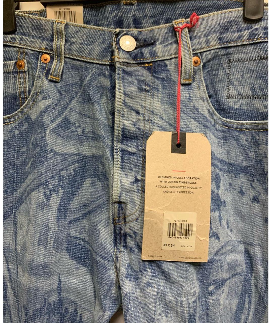 LEVI'S Голубые хлопковые прямые джинсы, фото 6