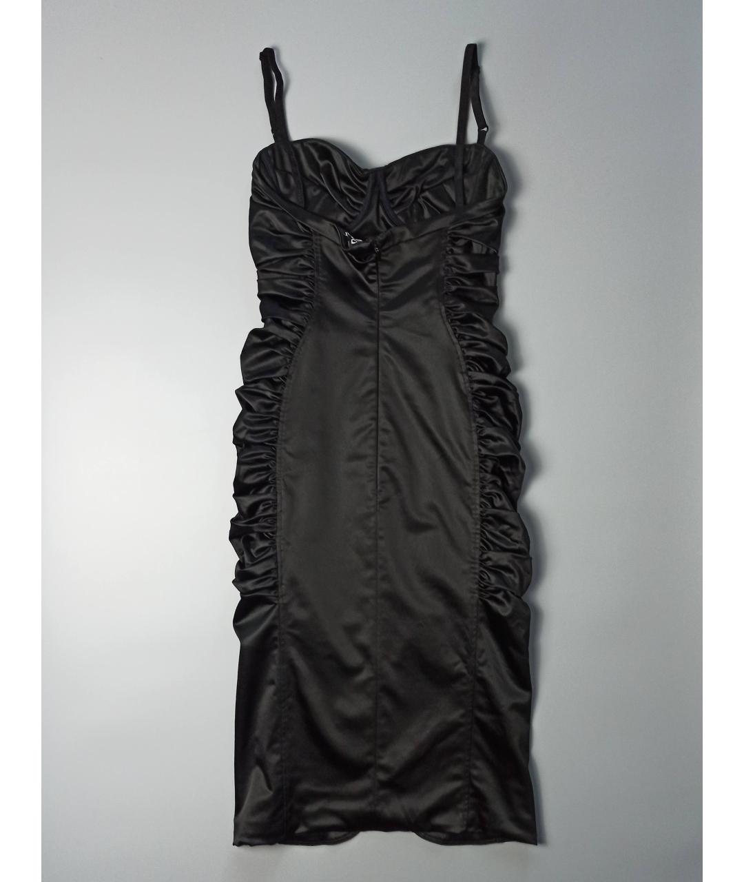 DOLCE&GABBANA Черное атласное вечернее платье, фото 3