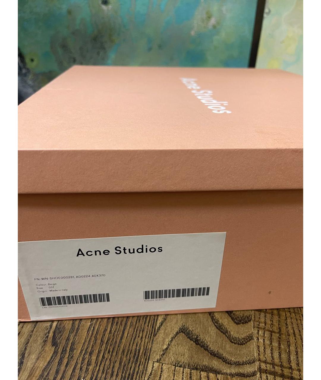 ACNE STUDIOS Бежевые кожаные ботинки, фото 7