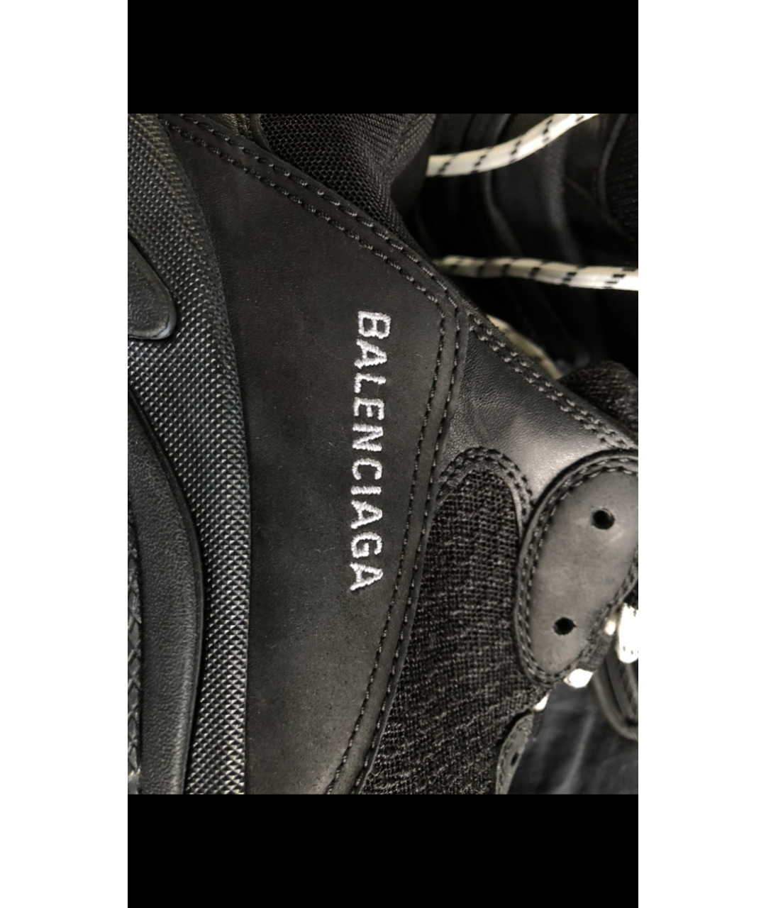 BALENCIAGA Черные кожаные низкие кроссовки / кеды, фото 3