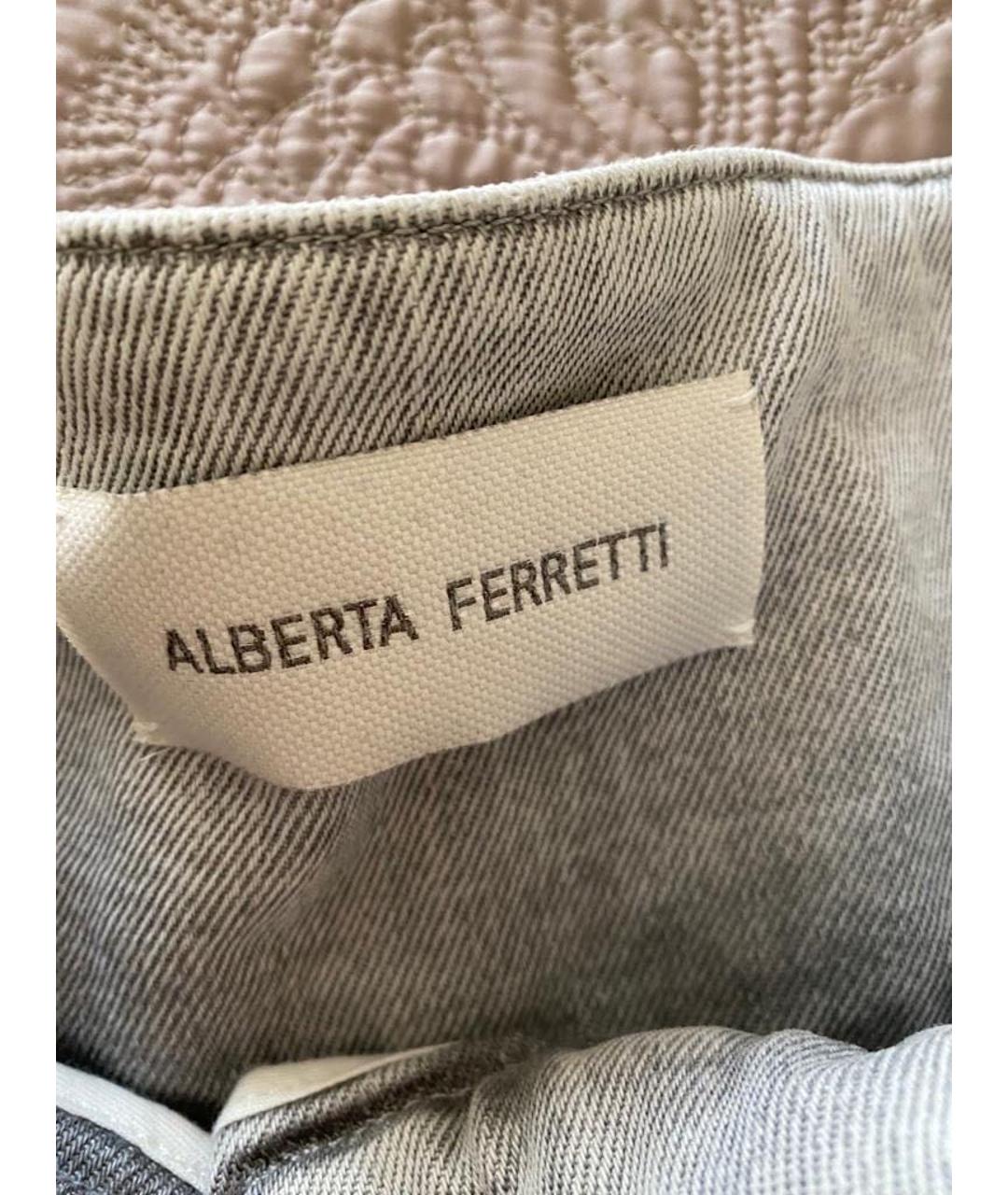 ALBERTA FERRETTI Серые хлопковые прямые джинсы, фото 3