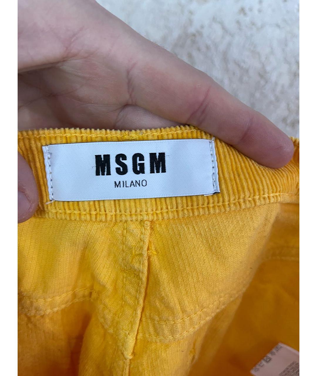 MSGM Желтые хлопковые повседневные брюки, фото 8