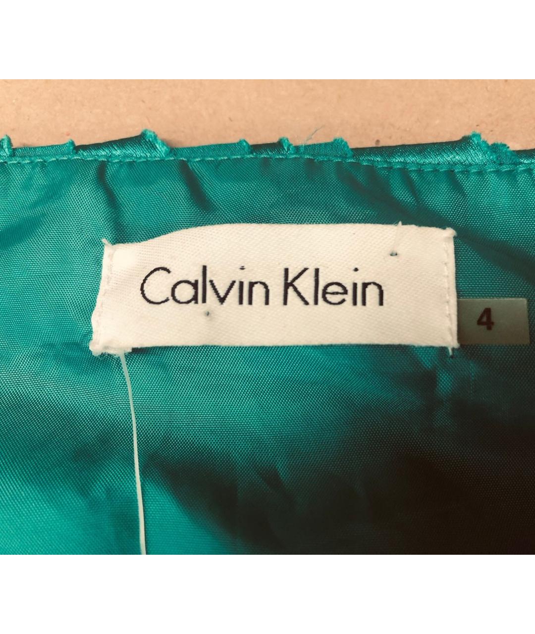 CALVIN KLEIN Зеленые шелковое коктейльное платье, фото 4