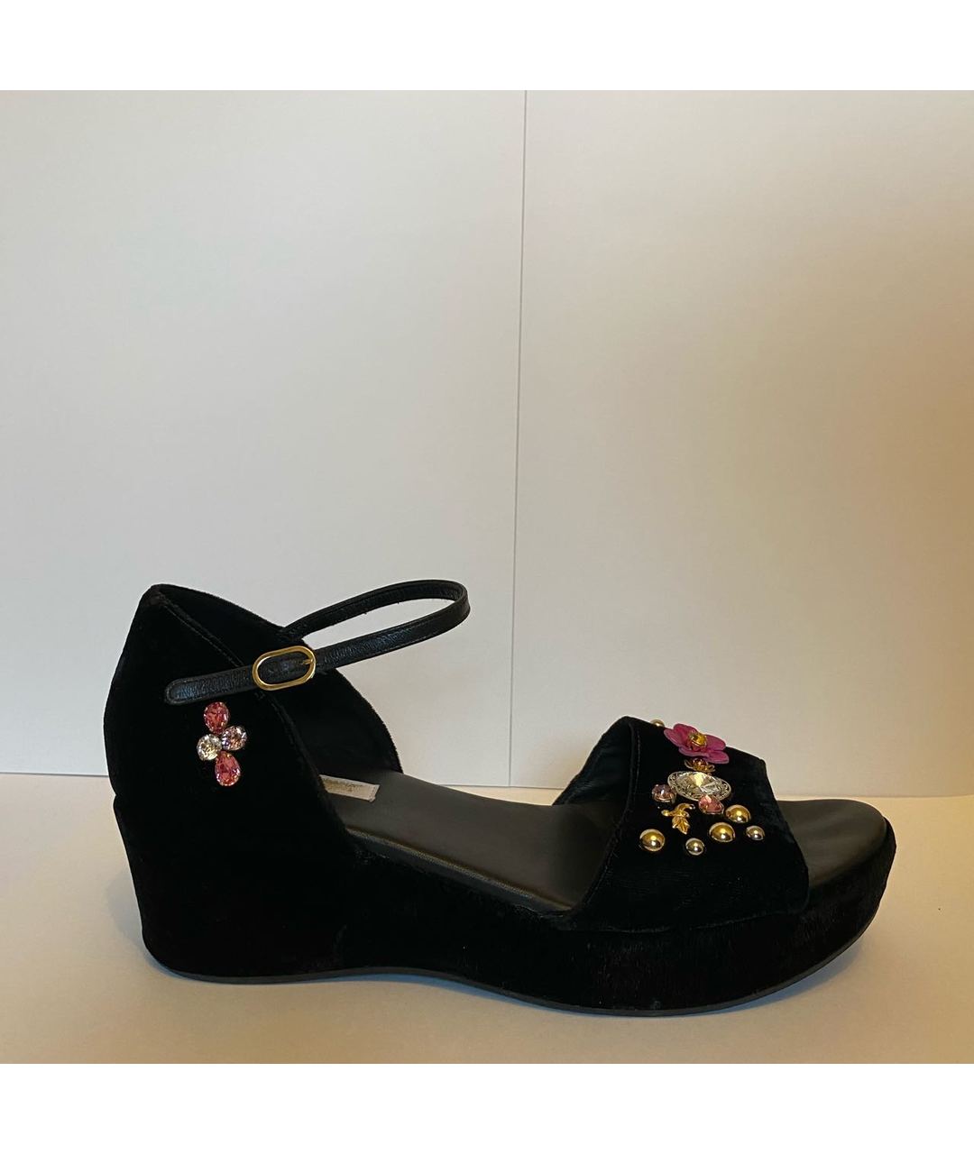 DOLCE & GABBANA KIDS Черные бархатные сандалии и шлепанцы, фото 8