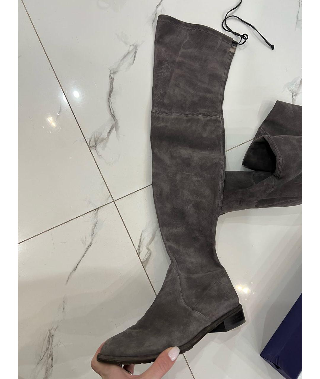 STUART WEITZMAN Серые замшевые ботфорты, фото 5