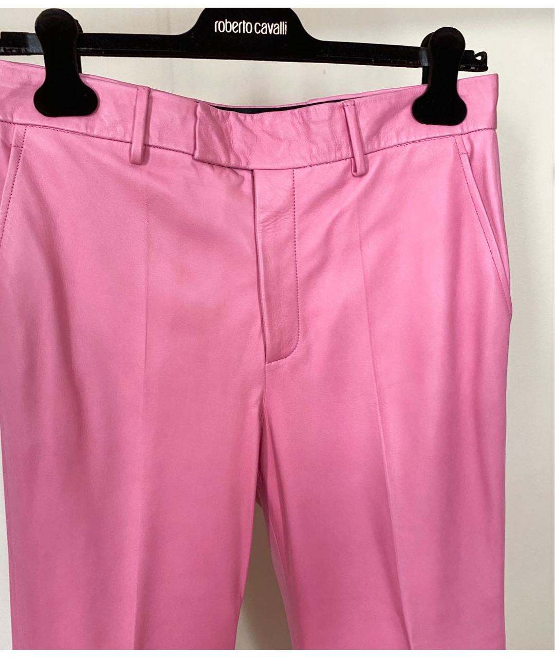 GUCCI Розовые кожаные прямые брюки, фото 4
