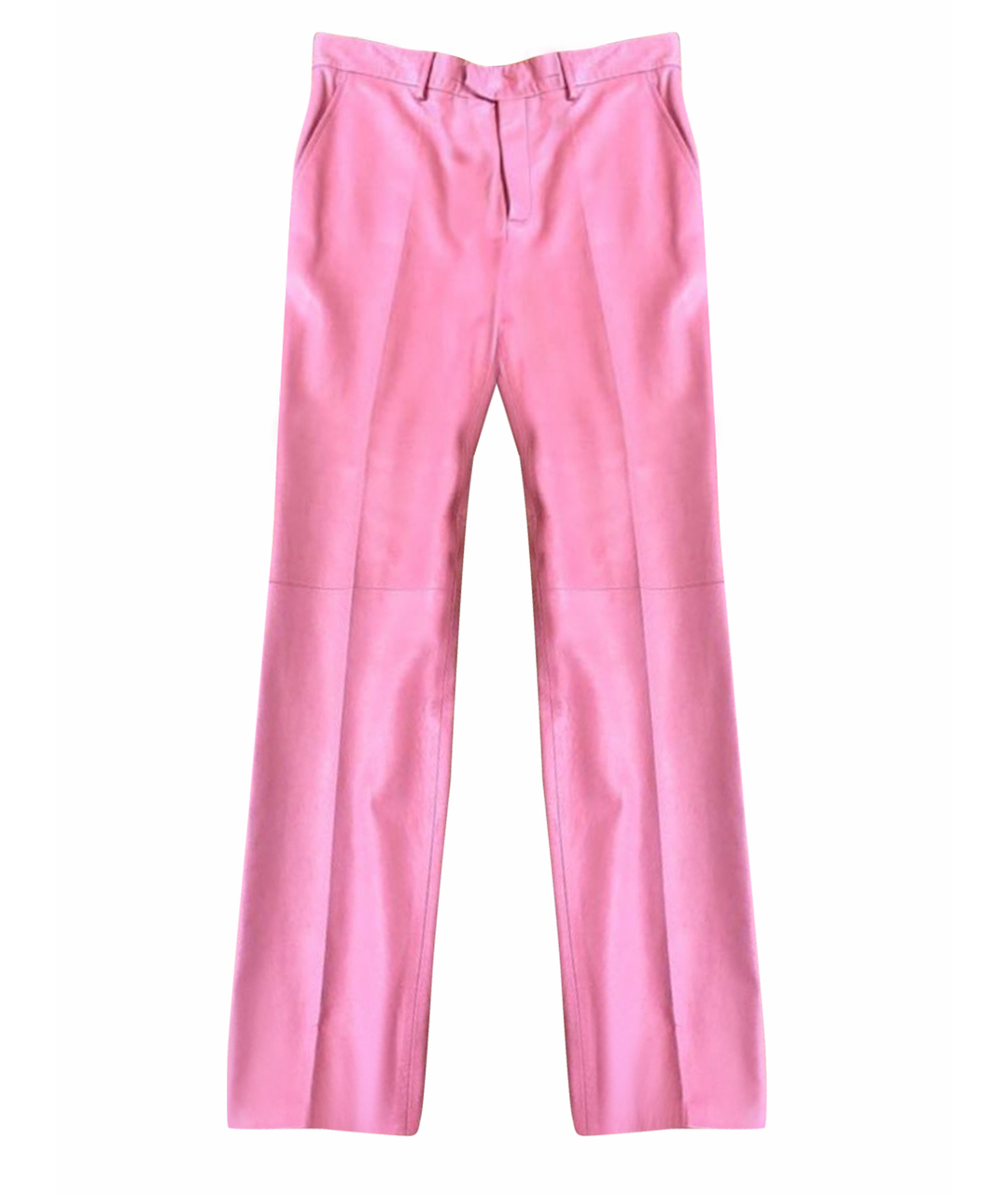 GUCCI Розовые кожаные прямые брюки, фото 1