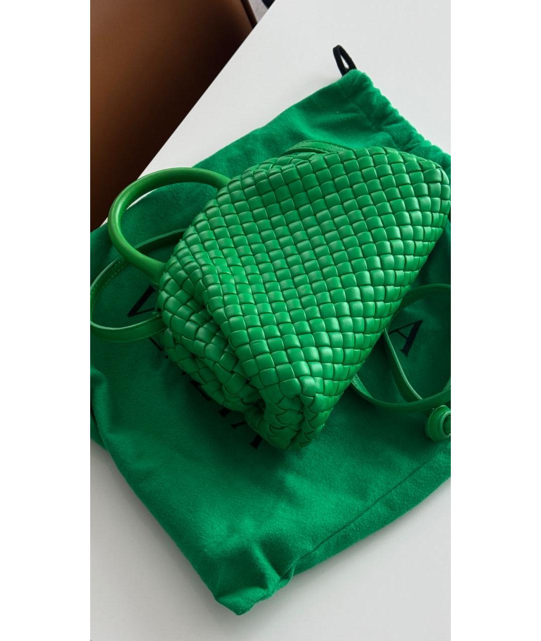 BOTTEGA VENETA Зеленая кожаная сумка с короткими ручками, фото 6