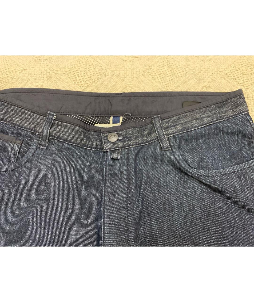 ZEGNA SPORT Темно-синие хлопко-кашемировые прямые джинсы, фото 4