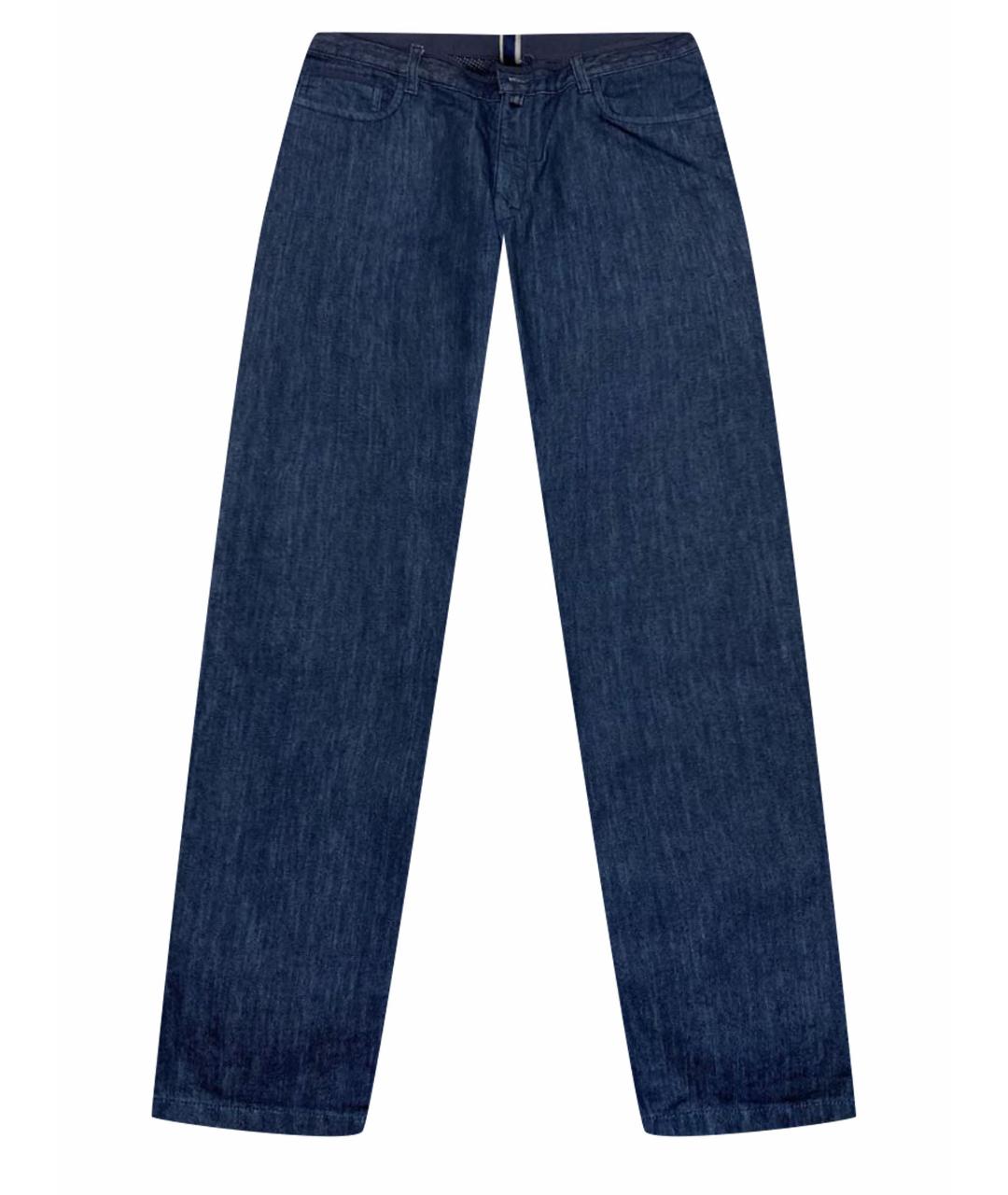 ZEGNA SPORT Темно-синие хлопко-кашемировые прямые джинсы, фото 1