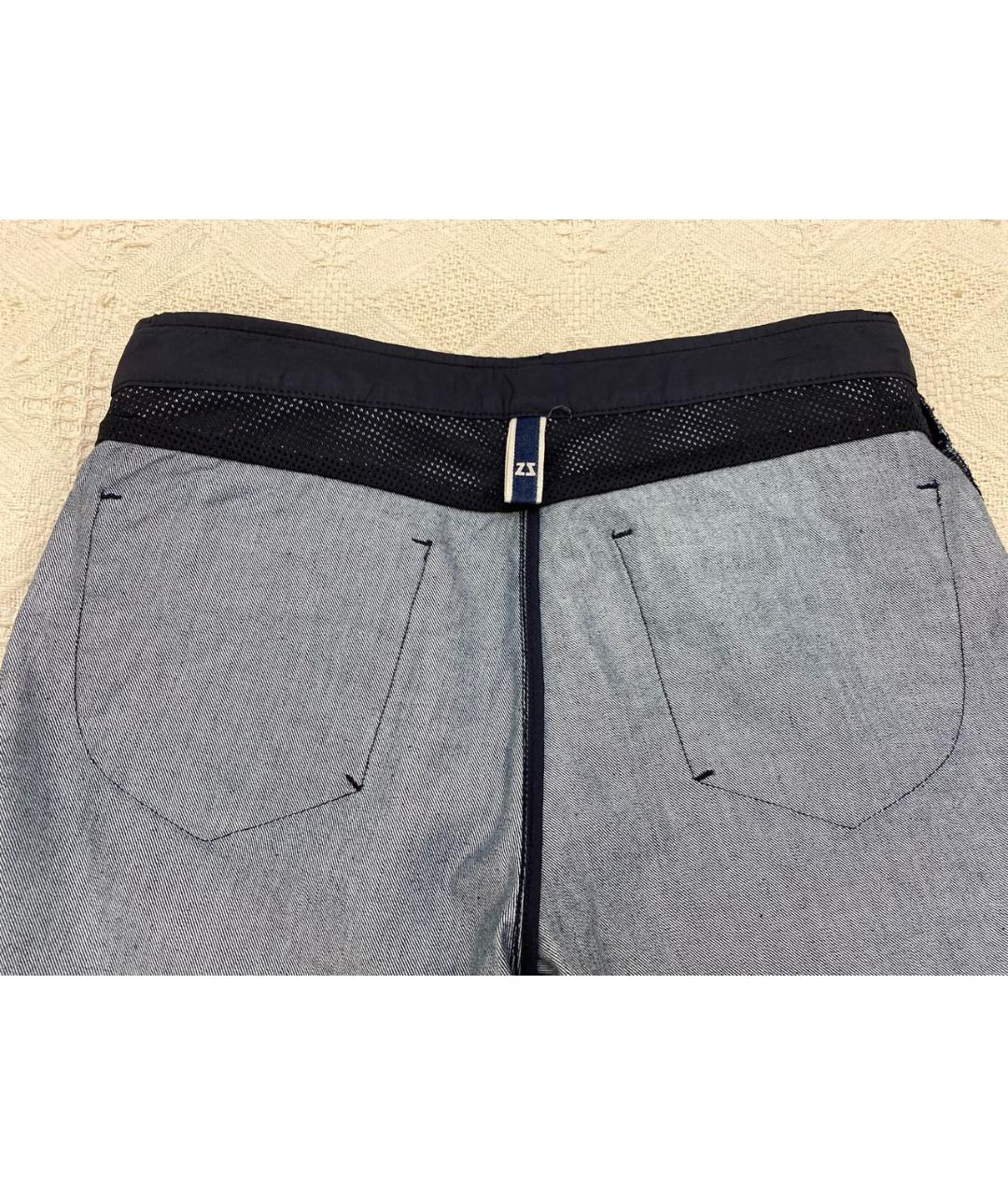 ZEGNA SPORT Темно-синие хлопко-кашемировые прямые джинсы, фото 3