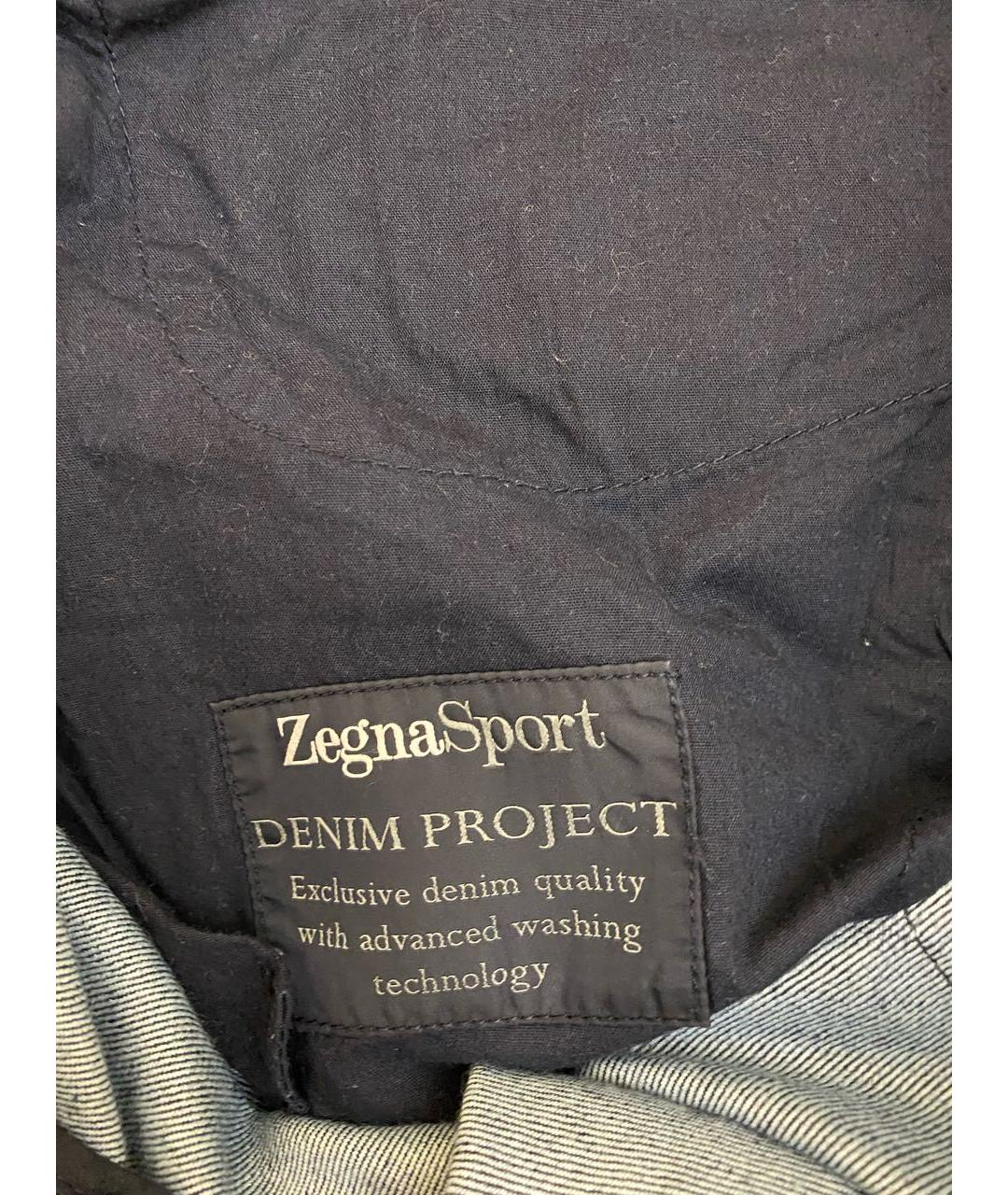 ZEGNA SPORT Темно-синие хлопко-кашемировые прямые джинсы, фото 8