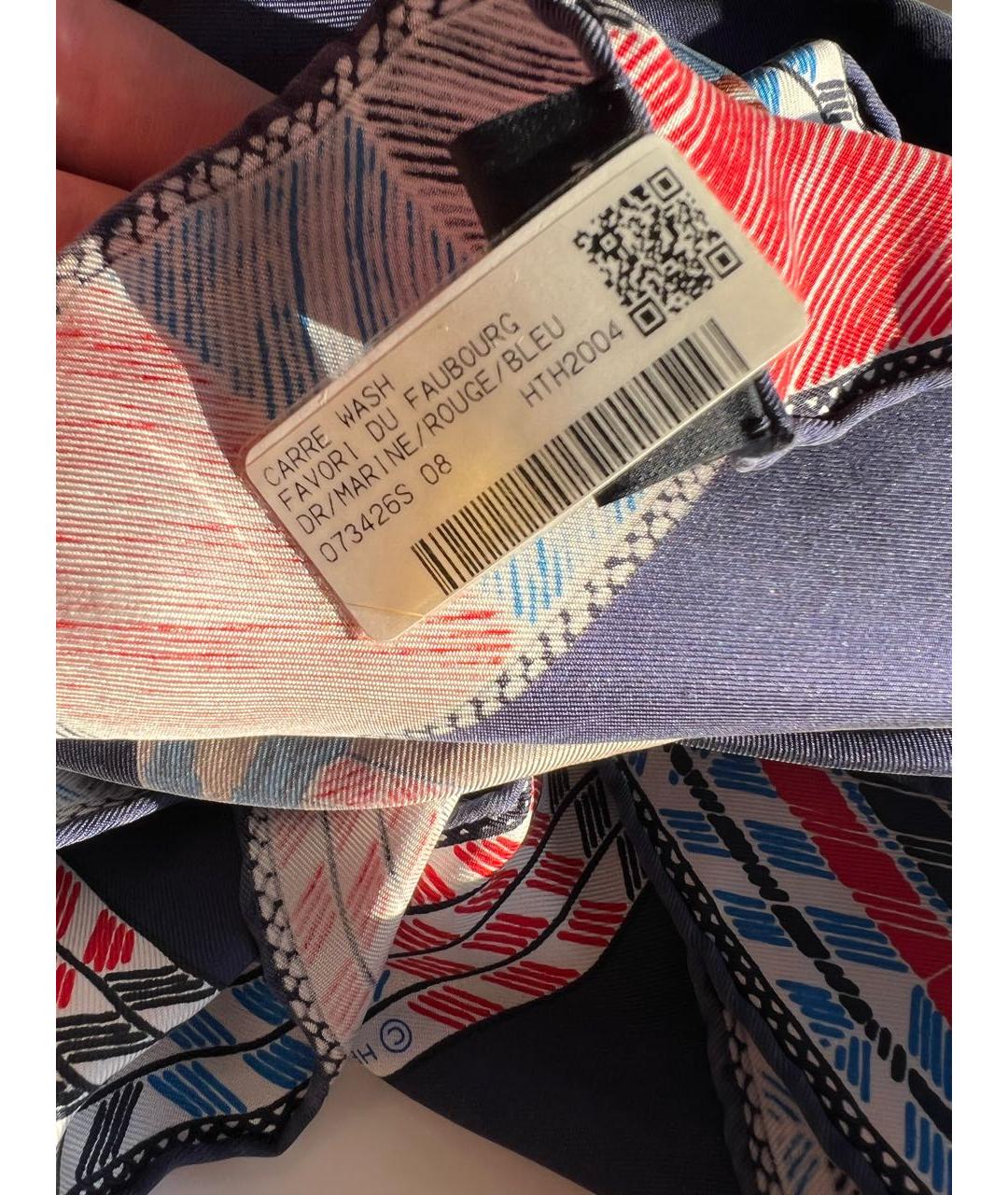 HERMES Темно-синий шелковый платок, фото 3