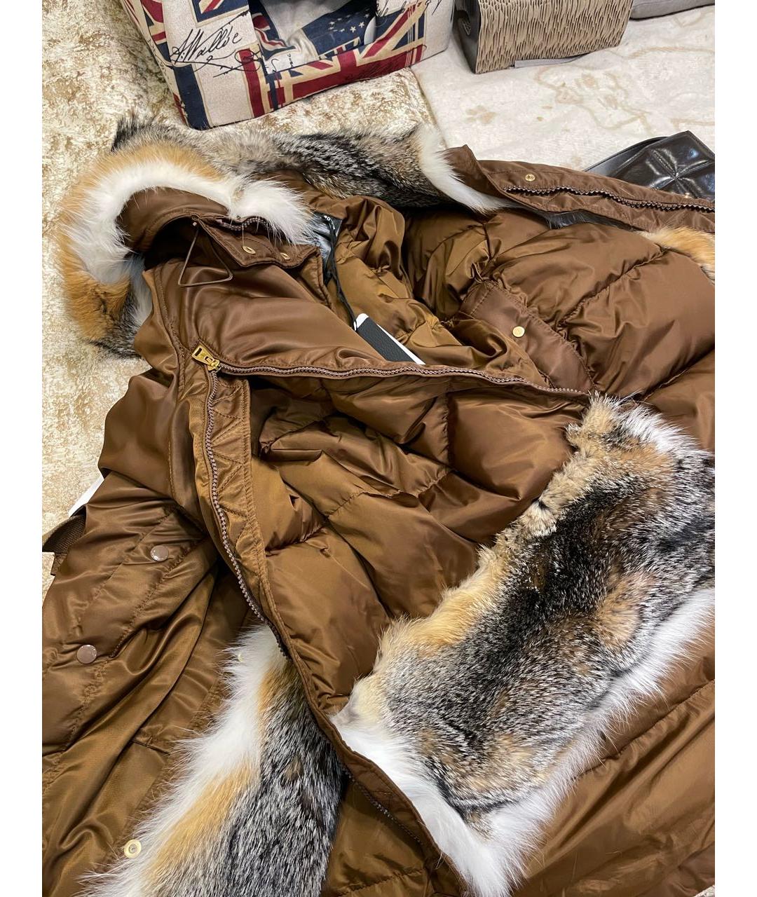 ERMANNO SCERVINO Коричневая полиэстеровая парка, фото 7