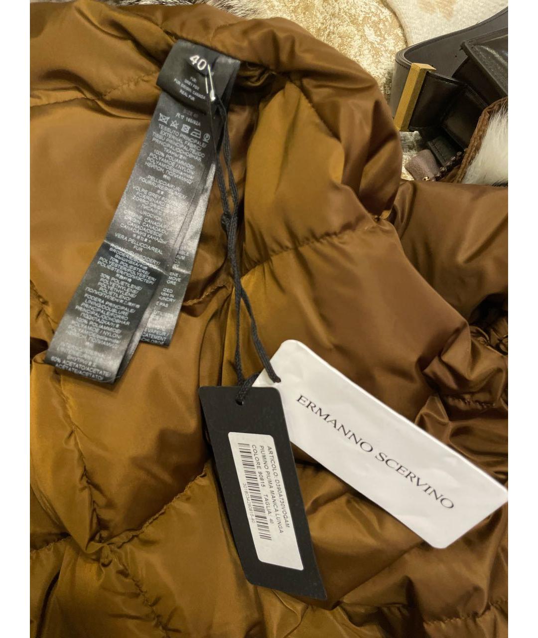 ERMANNO SCERVINO Коричневая полиэстеровая парка, фото 3