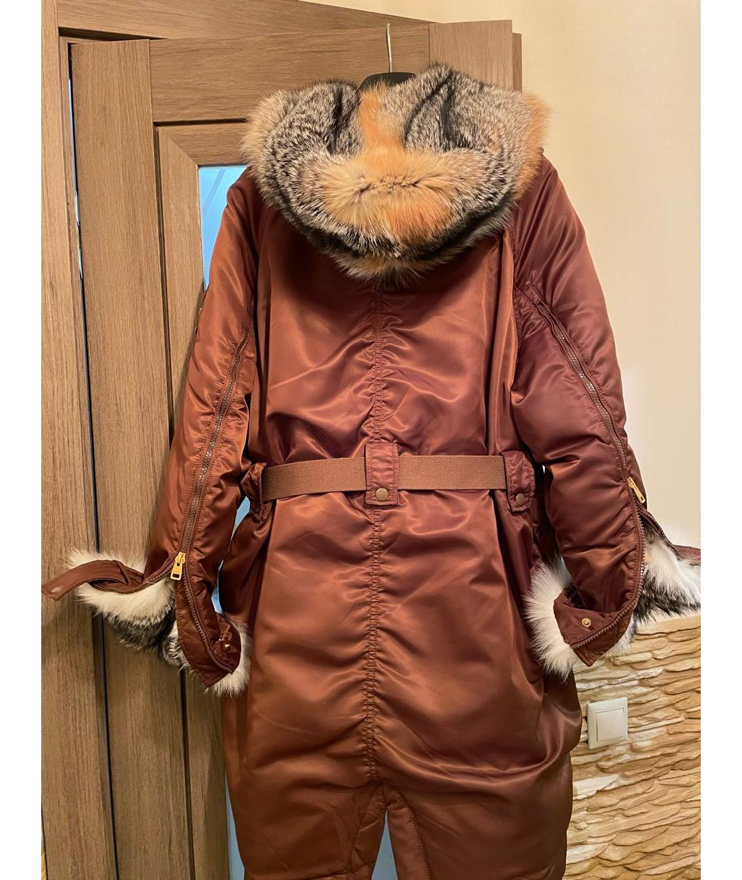 ERMANNO SCERVINO Коричневая полиэстеровая парка, фото 2