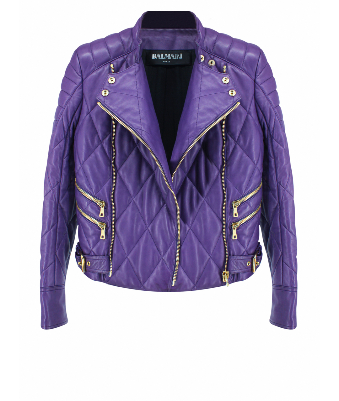BALMAIN Фиолетовая кожаная куртка, фото 1