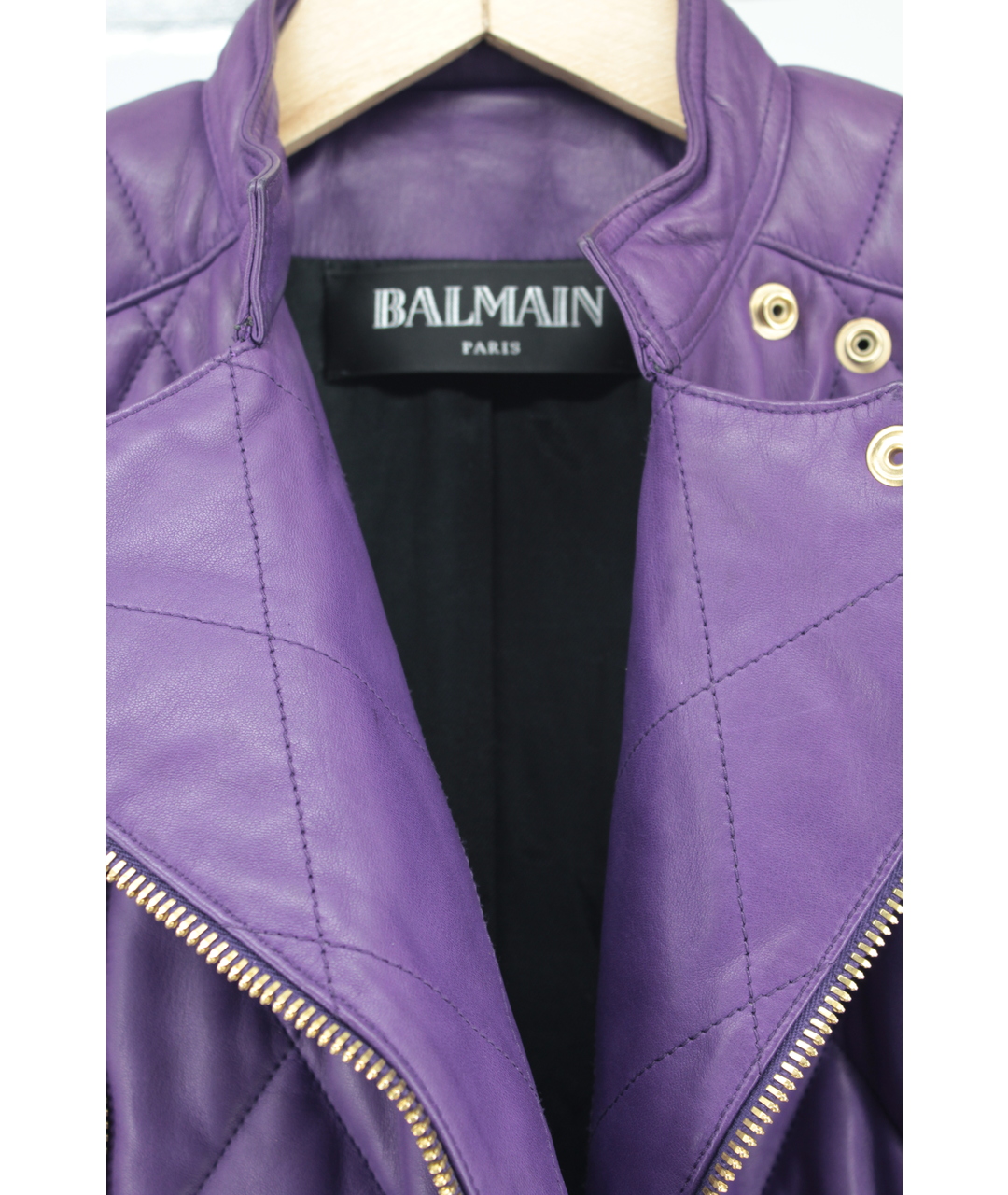 BALMAIN Фиолетовая кожаная куртка, фото 3