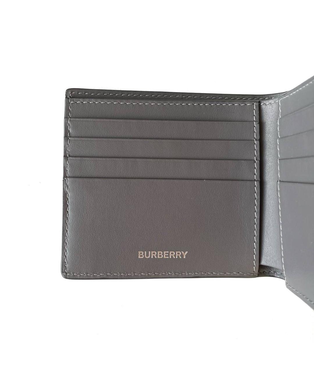 BURBERRY Серый кожаный кошелек, фото 3