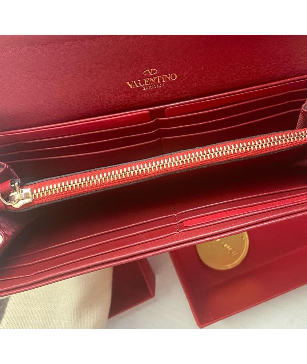 VALENTINO Красный кожаный кошелек, фото 4