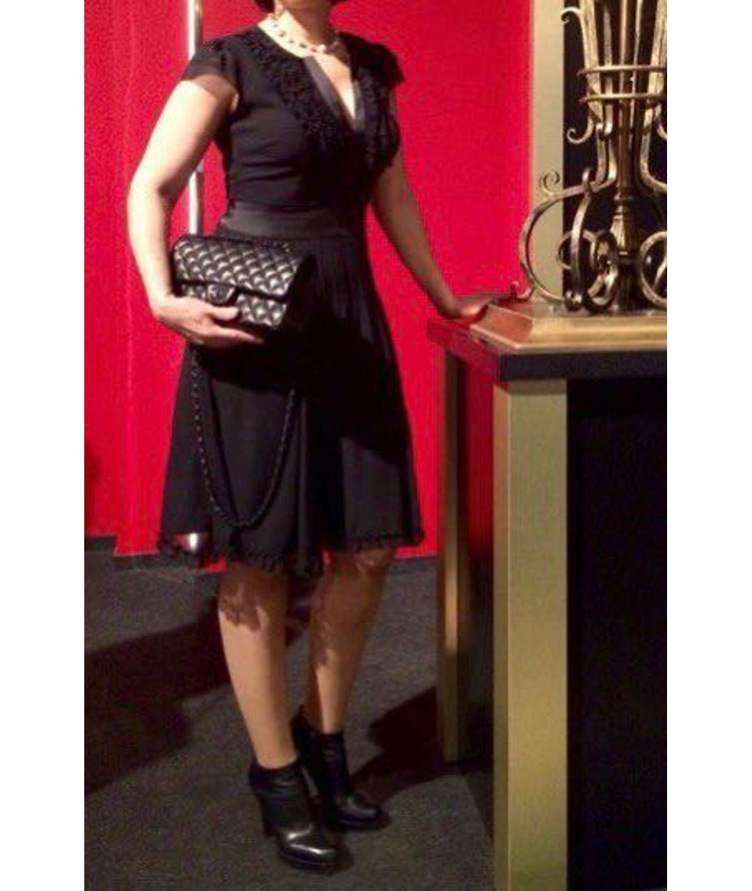 EMPORIO ARMANI Черное шифоновое коктейльное платье, фото 5