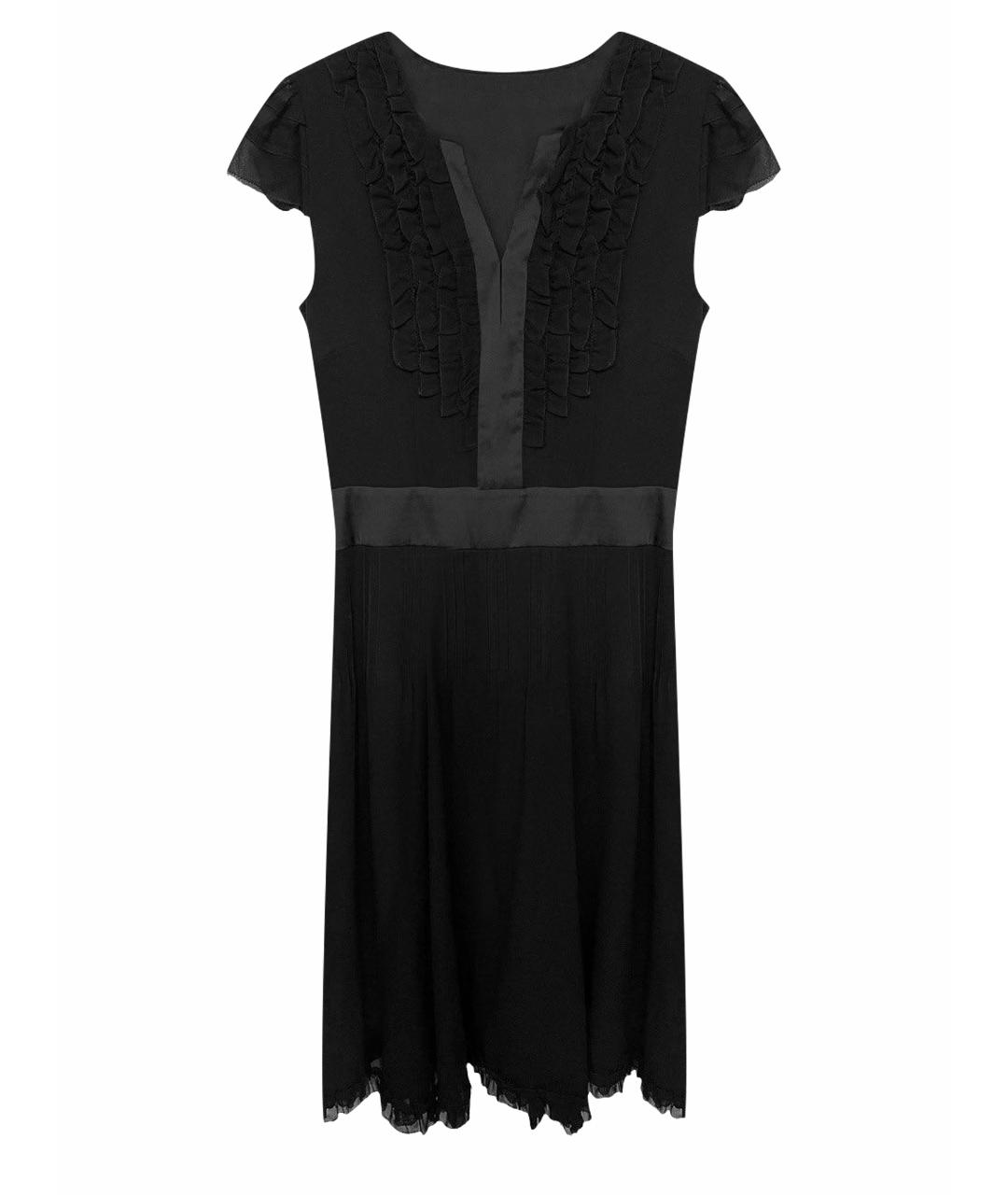 EMPORIO ARMANI Черное шифоновое коктейльное платье, фото 1
