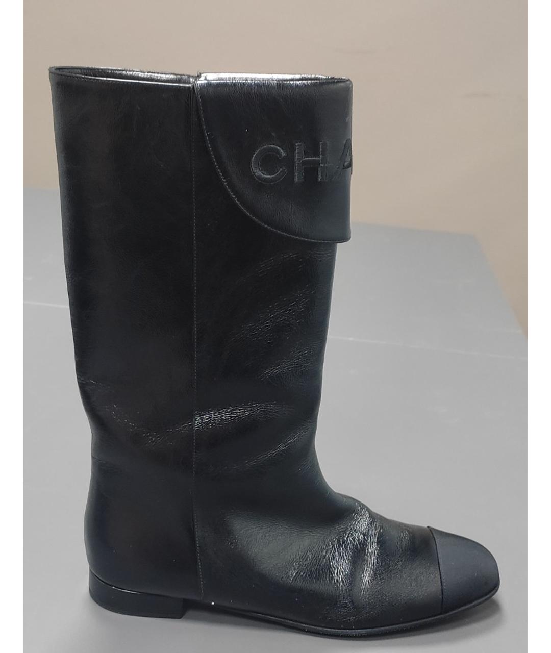 CHANEL Черные кожаные сапоги, фото 10