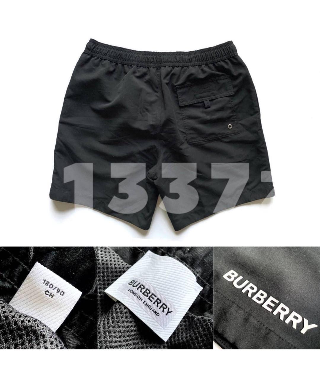 BURBERRY Черные полиэстеровые шорты, фото 3