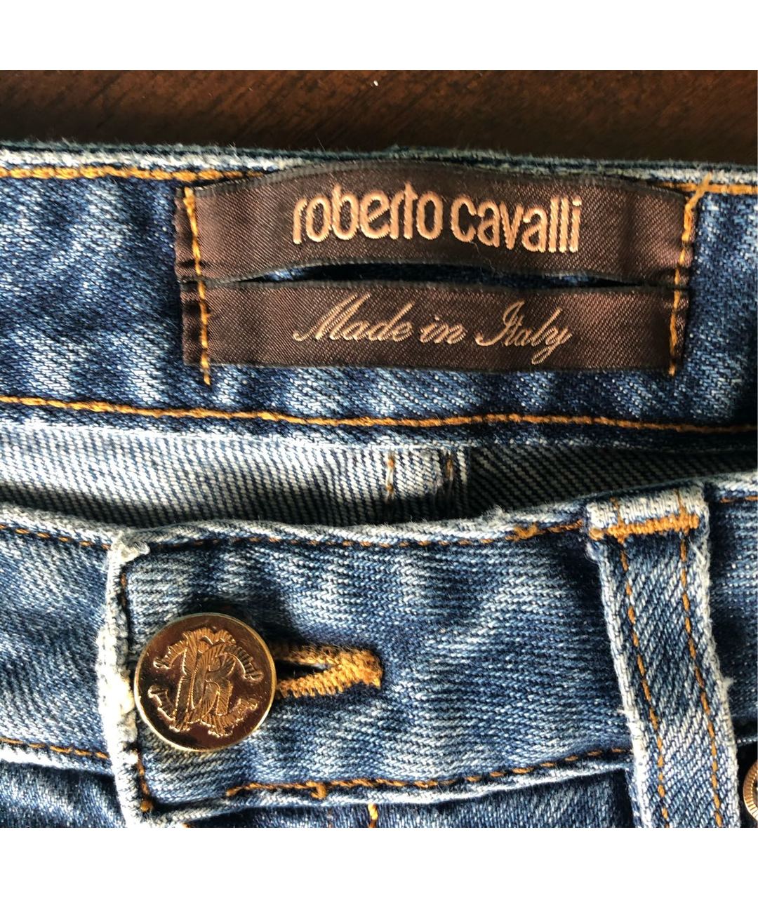 ROBERTO CAVALLI Синие хлопковые джинсы клеш, фото 3