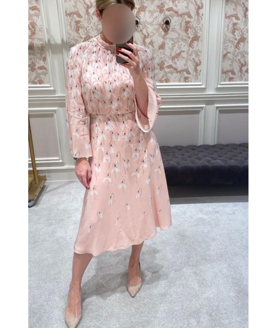 VALENTINO Розовое шелковое коктейльное платье, фото 3