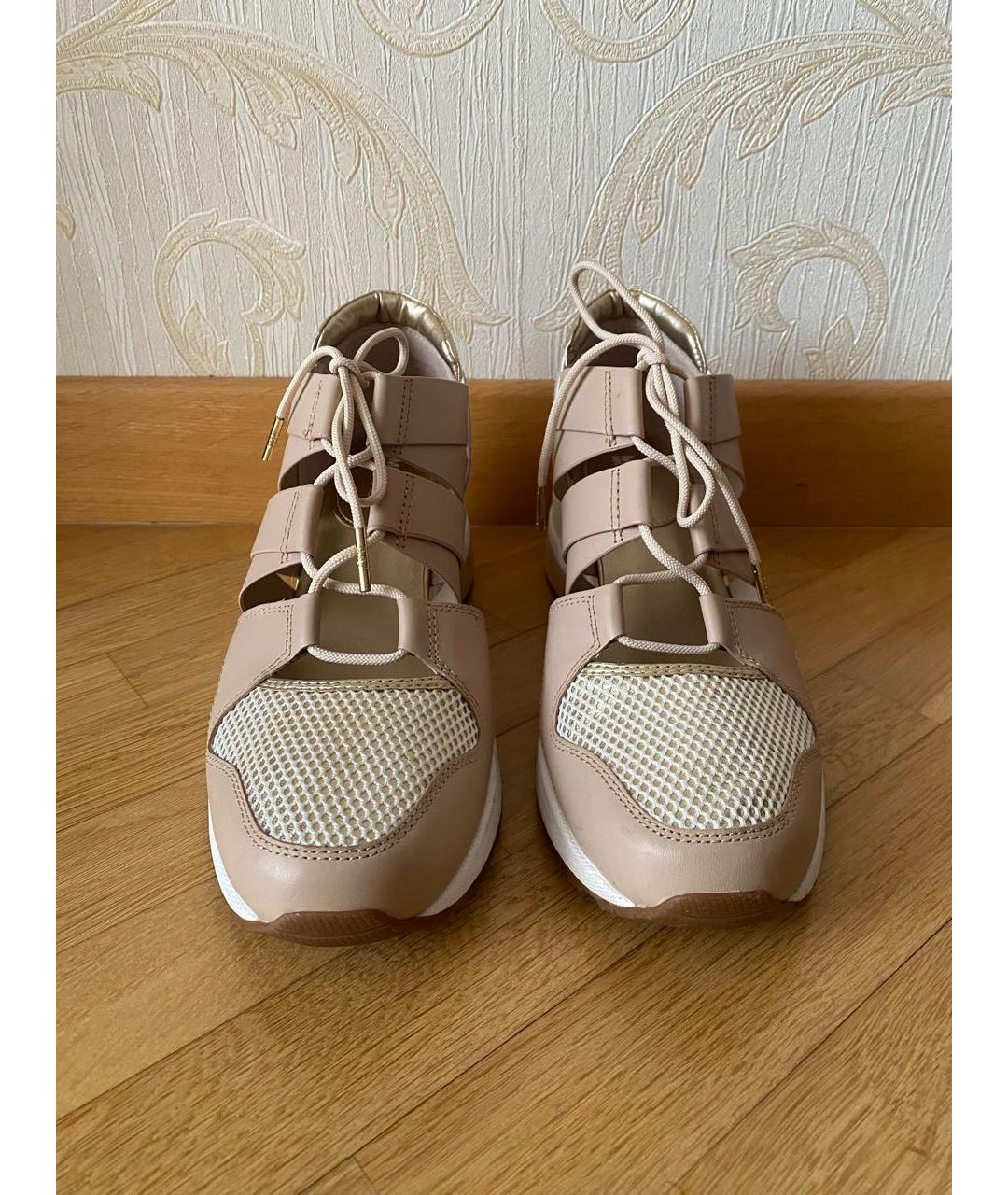 MICHAEL KORS Бежевые кожаные кроссовки, фото 2