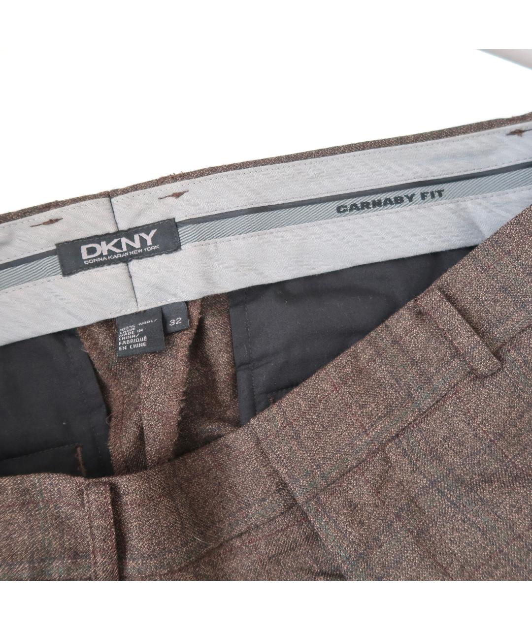 DKNY Коричневые шерстяные классические брюки, фото 3