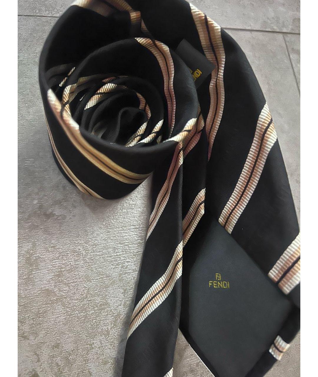 FENDI Черный шелковый галстук, фото 2