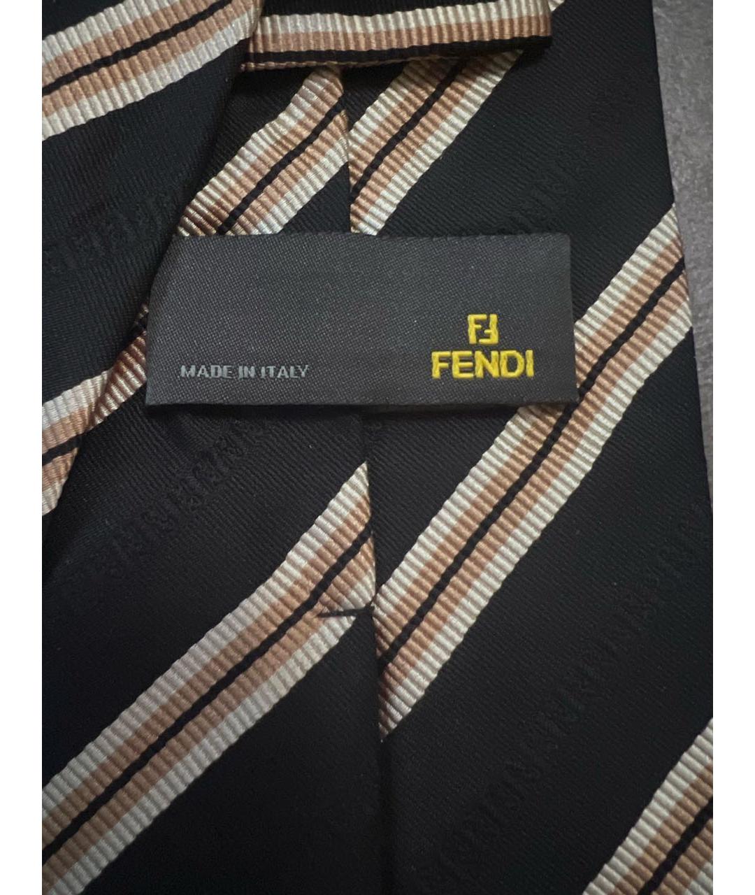 FENDI Черный шелковый галстук, фото 4