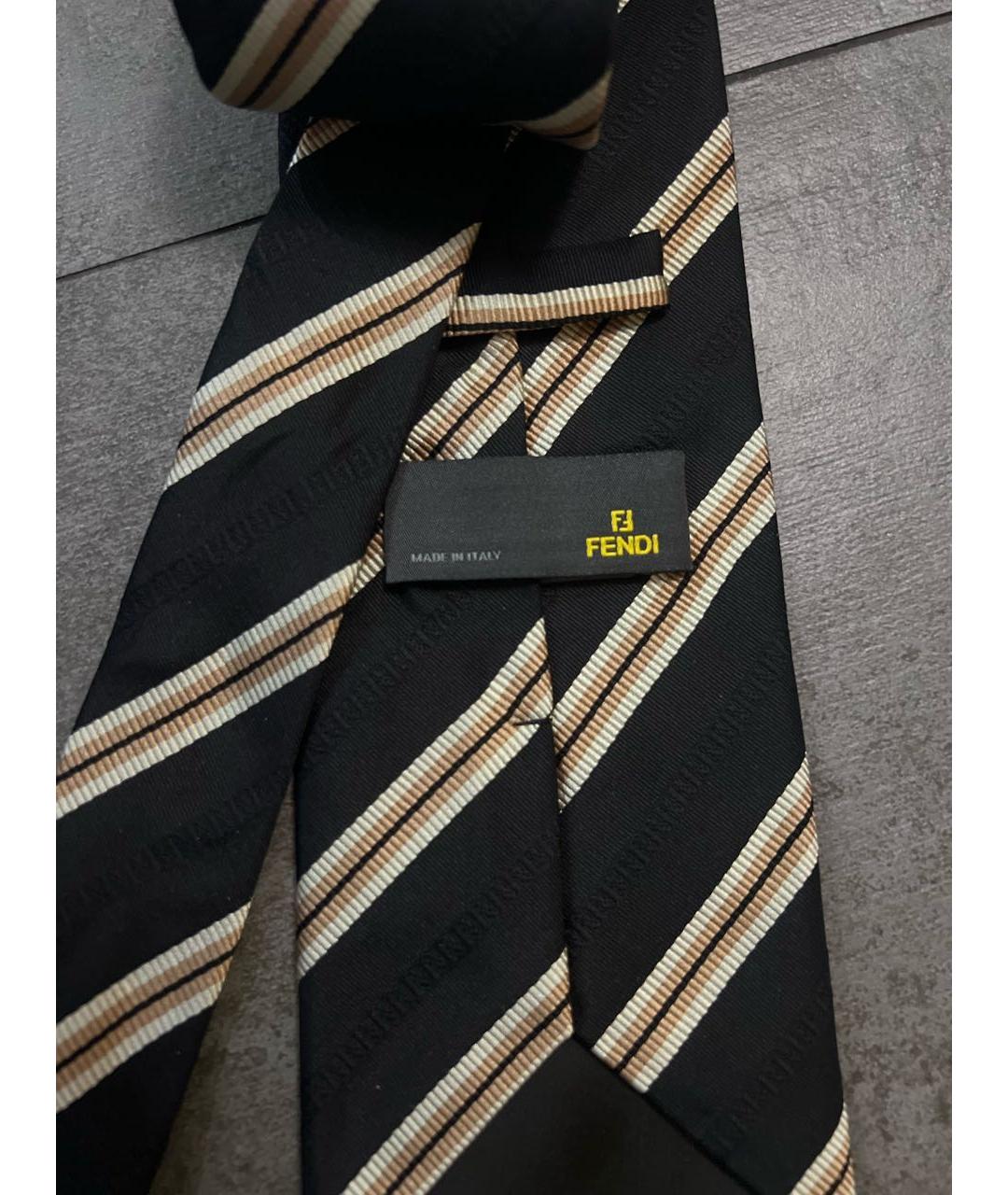 FENDI Черный шелковый галстук, фото 3