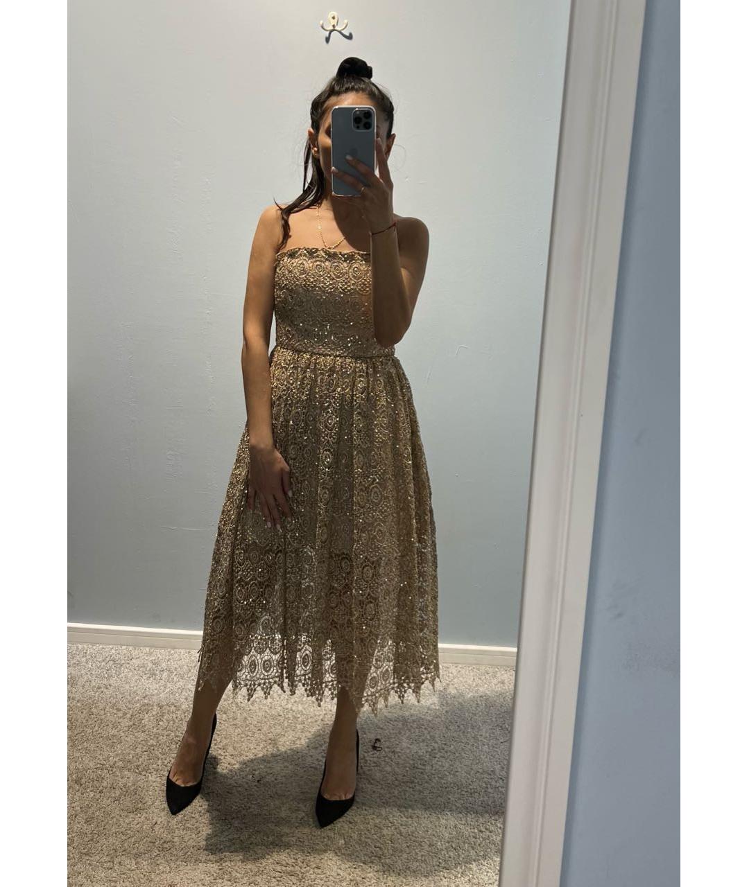 ALICE+OLIVIA Золотое полиэстеровое вечернее платье, фото 6
