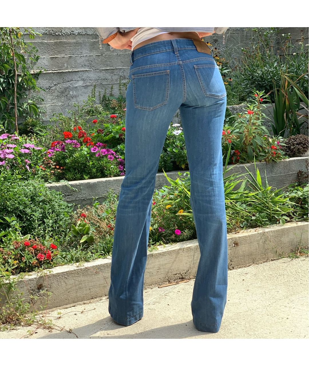 GUCCI Голубые хлопковые джинсы клеш, фото 2