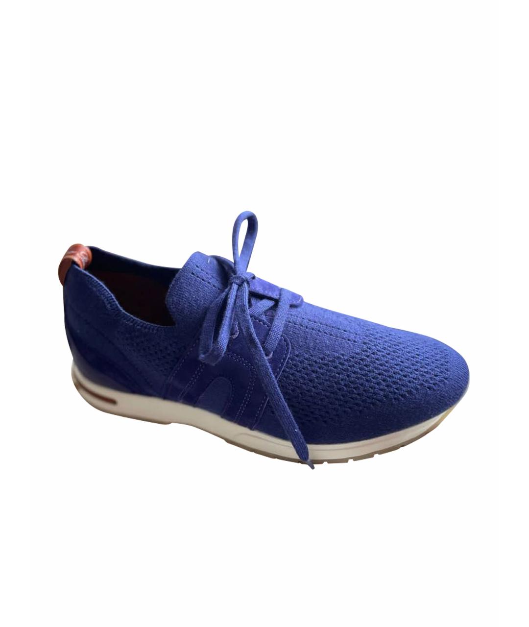 LORO PIANA Синие текстильные кроссовки, фото 1