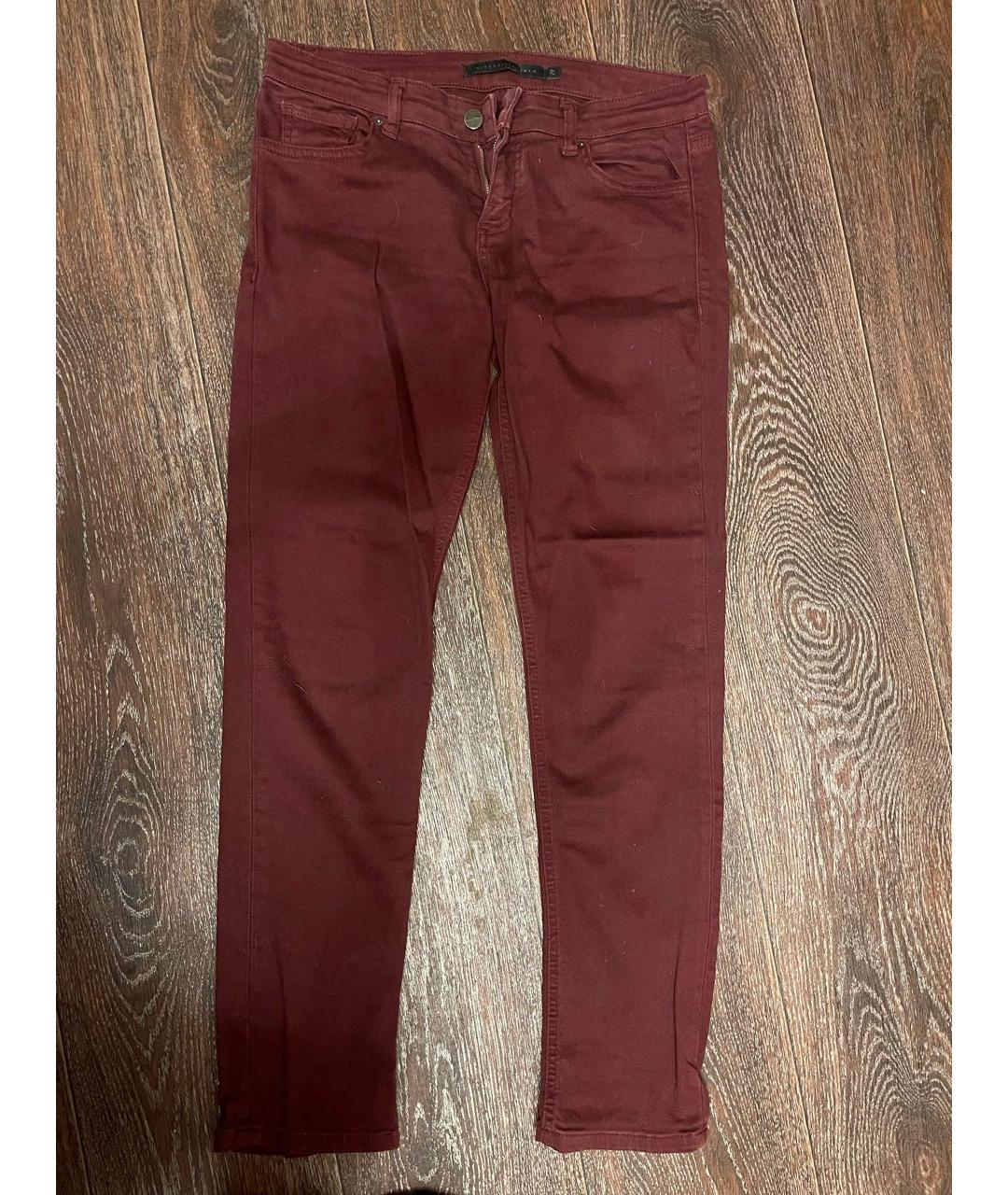 VICTORIA BECKHAM Бордовые хлопко-эластановые прямые джинсы, фото 7
