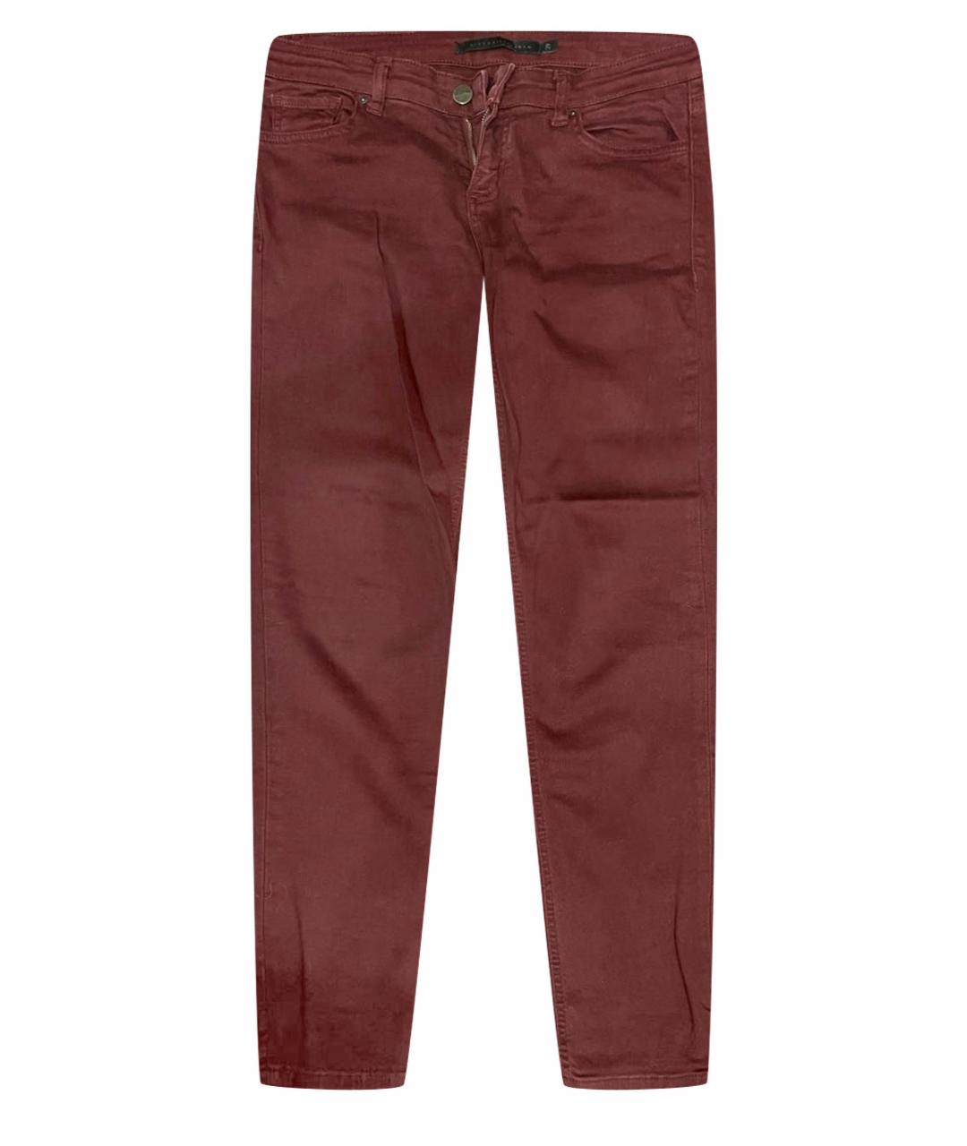 VICTORIA BECKHAM Бордовые хлопко-эластановые прямые джинсы, фото 1